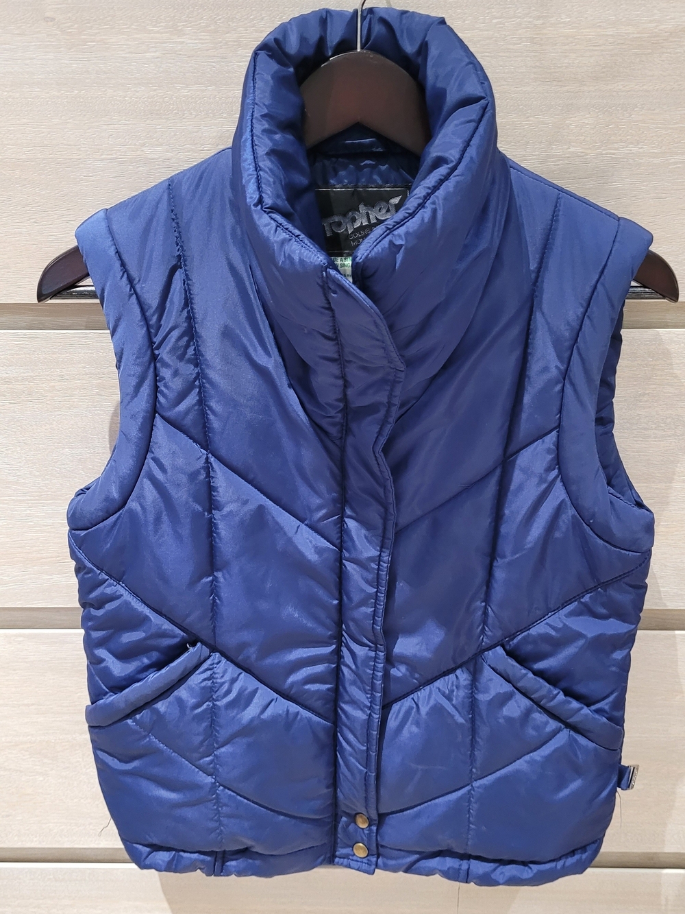 Topher Vintage Navy Quilted Fall Athletic Athleisure Hiking Skiing Puffer Vest